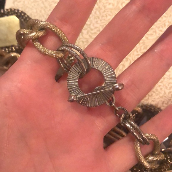 Fashion Necklace - Grey Crystal & Gold Chain - Picture 2 of 5